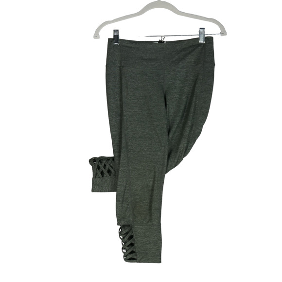 Athleta Chaturanga Capri Leggings Women Small Green Criss Cross Low Rise Yoga - Picture 6 of 12
